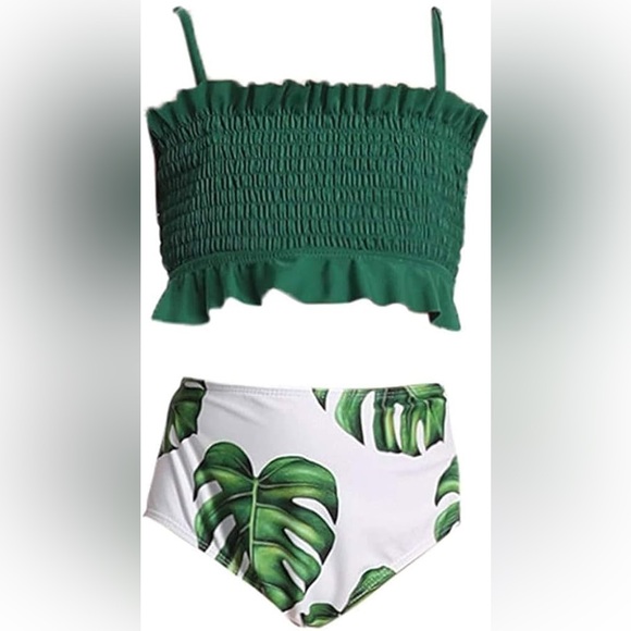 Two Piece Bikini Set Stripe Full Coverage Swimsuit Tummy Control Padded S - Picture 5 of 5